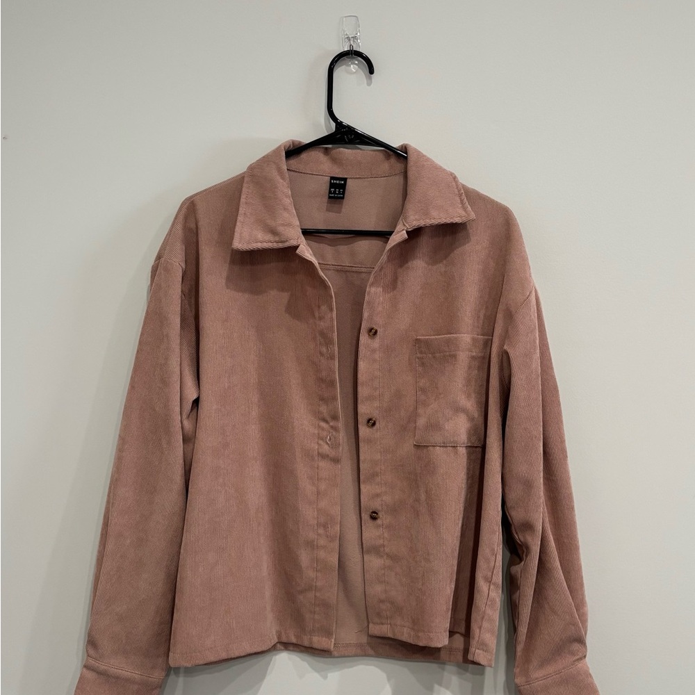 SHEIN Rose Pink Button Down Shirt